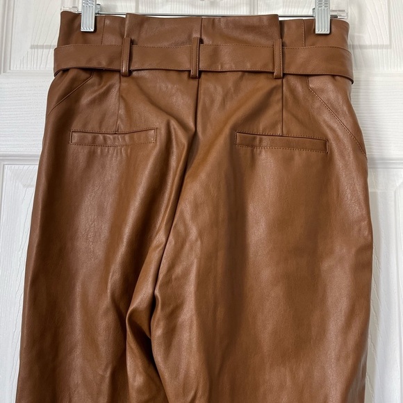Lucy Paris Tan Faux Leather Paper Bag Waist Pants Small - Picture 5 of 9